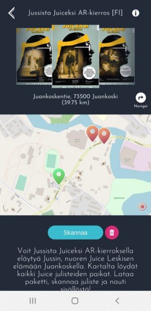 Jussista Juiceksi -AR kierros Juankoskella ar kierros kartta jussista juiceksi